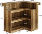 L Shaped Bar Table With Storage Shelves Industrial 4-tier Corner Home Bar Unit