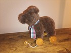Vintage Applause Brown Plush Teddy Bear Pull Kids Toy On Wooden Wheels 10  Tall