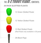 E-z Trout Floats - 36 Easy To Adjust Slotted Fishing Bobbers - Freshwater And Sa