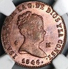 1846-ja Pcgs Ms 63 Spain 4 Maravedis Isabel 2 Jubia Mint Coin Pop 2 1  24112402d