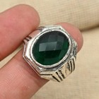 Faceted Emerald Gemstone Ring Handmade Ring 925sterling Silver Antique Ring Gift