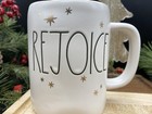 Rae Dunn By Magenta    rejoice    Gold Twinkling Stars 20oz Mug White Christmas New