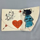 Vintage Hallmark Large Valentine Card Opens To Heart Cats Married Kitty