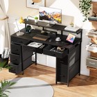 47 Inch Computer Desk With 8 Drawers   Power Outlets  Home Office Desk With Led