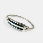 Vintage Alpaca Mexico Abalone Shell Bangle Bracelet Silver Tone Hinged Inlay