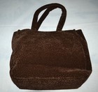 Vtg Bath   Body Works Purse   Brown Velour W stitched Leaf Design   Ec Unused