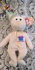 Ty Beanie Baby October Birthday Bear  2002    retired Plump Peach Teddy With Tag