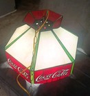  Vtg Coca-cola Hanging Tiffany Glass Style Lamp Bar Decor Collectible