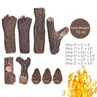 9 Pieces Gas Fireplace Log Set Ceramic Wood Logs Indoor Outdoor Use