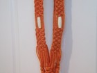 Vintage  1970 s  Orange Macrame  Plant Holder