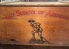 Vintage Boy Scouts Of Ameria Bsa Wood Foot Locker Crate Box 22   x 13   x 10   