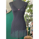 Betsey Johnson Sheer Lace Chemise Womens M Black Pink Bow Y2k Lingerie Romantic