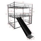 Full Size Loft Bed Metal Bunk House Bed With Slide And Ladder Bedroom Black
