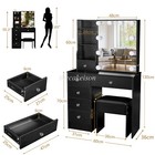 Vanity Dressing Table Jewelry W stool Makeup Set Dreser Desk W mirror   6 Drawer