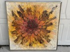 Lg Vtg Mcm Mid Century Modern Frank Walcutt Oil Painting Canvas Abstract Flower