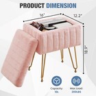 Vanity Stool Chair With Storage ottoman Faux Fur Soft Padded cute Small Footrest