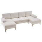 Living Room Furniture Couch U-shaped Sectional Sofa 4 Seat  Gold Plated Legs