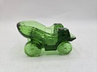 Vtg Green Glass Ashtray 3  Long In The Shape Of A Antique Car as Is read mcm