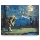 Sasquatch Bigfoot Art Print Golf Poster Golf Course Wall Decor Gift For Golfer