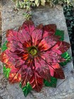 Vintage Rustic Mexican Pressed Tin Poinsettia Candlestick Holder