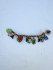 Rare Vintage Czech Molded Art Glass 12 Charm Bracelet Art Deco X16