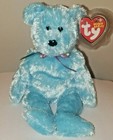 Ty Beanie Baby Sherbet The Bear  blue Version  8 5  New Mwmts Plush Stuffed Toy