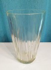 Vintage Large Heavy Clear Glass Ribbed Vase 10    Tall 