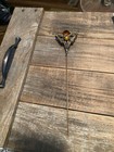 Antique Victorian Brass Long Hat Pin With Large Amber Faceted Stunning