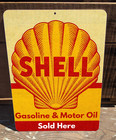 Vintage Shell Gasoline   Motor Oil Sold Here Man Cave Garage 9  X 12  Metal Sign