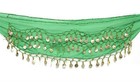 Green Belly Dancing Hip Dance Skirt Ethnic Shawl Scarf Belt Wrap Gold Coins