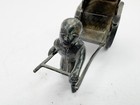 Antique Silver Miniature Rickshaw - Ornate Asian Chinese Japanese Ornament