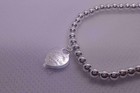 Return To tliffany c0 red Enamel Heart Tag Bead Bracelet 7 