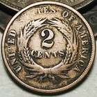 1864 Two Cent Piece 2c Civil War Date Large Motto Us Copper Coin Cc24766