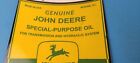 Vintage John Deere Sign - Genuine Motor Oil Can Gas Pump Porcelain Sign