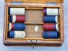 Antique Vintage Victorian Oak Box With Catalin Poker Chips 13 Lbs 8oz With Key
