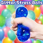 Blue Squishy Glitter Stress Ball For Kids Adults Stretch Squeeze Fidget Toy