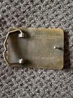 Vintage Fred Bear Archery Solid Brass Belt Buckle Recurve Bow Bear 3 1 8   