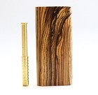 Bocote Wood Dugout With One Hitter- 4  Dugout-slider Lid-ribbed Brass Pipe