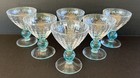 Bryce Glass Contour Cerulean Blue Ball Stem Liquor Cocktail Glasses 4  Set Of 6