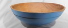 19th C Aafa Large Blue Painted Wooden Trencher Bowl Primitive Hand Carved Maple