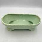 Vintage Usa Footed 10  Oval Mint Green Flecked Ceramic Planter Mccoy   Mcm