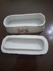 Antique Porcelain Pink   Green Floral Design Match Safe  Striker Under The Lid 