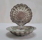 Vintage Silver-plated On Iron Clamshell Butter   Caviar Dish - Made In Hong Kong
