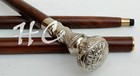 Vintage Nautical Style Silver Plated Designer Handle With Wooden Walking Cane