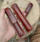 Pen Cover Pencil Bag Holder Pocket Case Cow Leather Case Brown W560