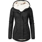 Women s Solid Color Long Sleeve Zipper Fleece Padded Coat - Warm Winter Jacket W