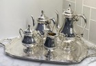 1847 Rogers Bros Remembrance Silverplate Tea Coffee Service Set W Tray 5 Pc