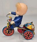 Kron Tin Litho Lithograph Wind Up Tricycle Revolving Bell Korea Vintage Original