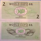 Australia 1988 World Expo 2   5 Dollar Bicentenary Unc Note Pair Usa Seller     