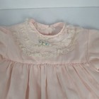 Vintage Baby Girl Pink Lace Trim Puff Sleeve Dress Made In Usa 12m Ruffle